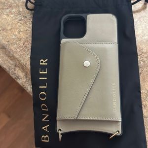 Bandolier Phone Wallet Case Taupe Gold
